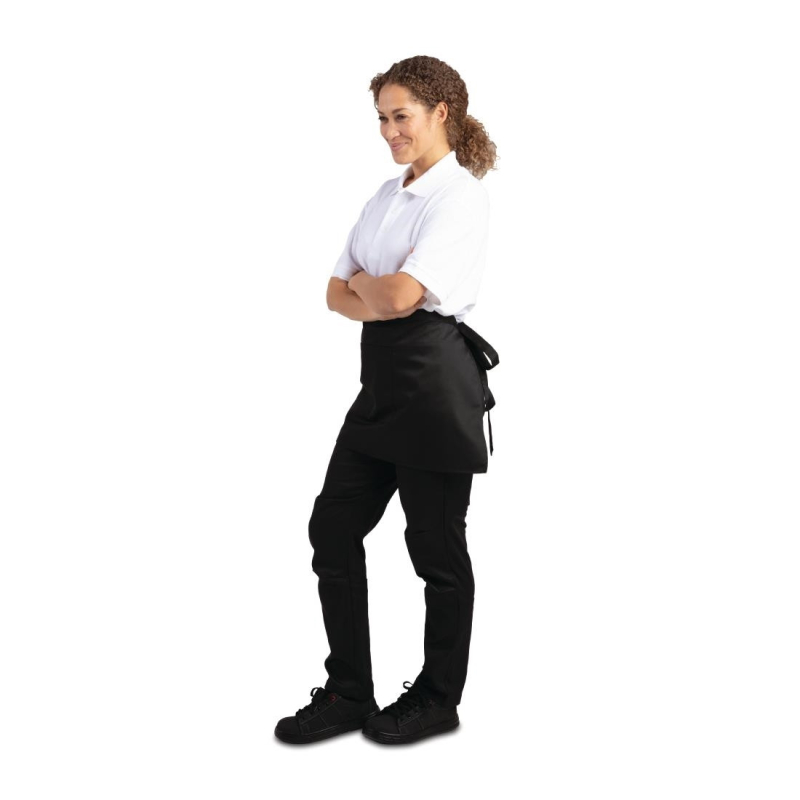 Tablier serveur court Noir - Grande Mobilit&eacute; pour Service - R&eacute;f. B131 - Whites Chefs Clothing