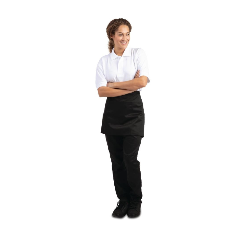 Tablier serveur court Noir - Grande Mobilit&eacute; pour Service - R&eacute;f. B131 - Whites Chefs Clothing