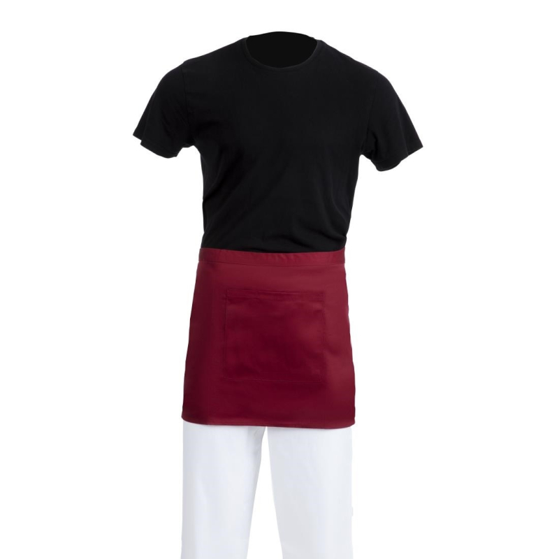 Tablier serveur court - Bordeaux r&eacute;sistant - R&eacute;f. BB177 - Whites Chefs Clothing