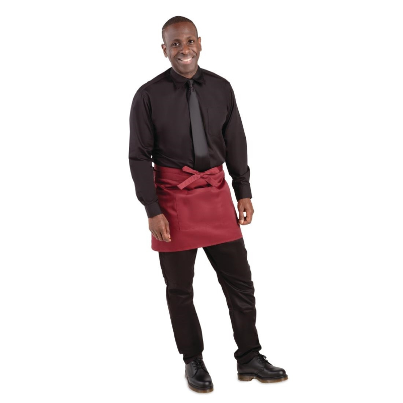 Tablier serveur court - Bordeaux r&eacute;sistant - R&eacute;f. BB177 - Whites Chefs Clothing