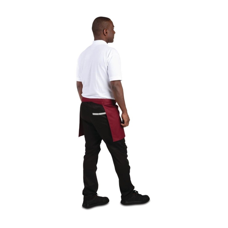 Tablier serveur court - Bordeaux r&eacute;sistant - R&eacute;f. BB177 - Whites Chefs Clothing
