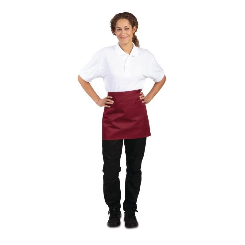 Tablier serveur court - Bordeaux r&eacute;sistant - R&eacute;f. BB177 - Whites Chefs Clothing