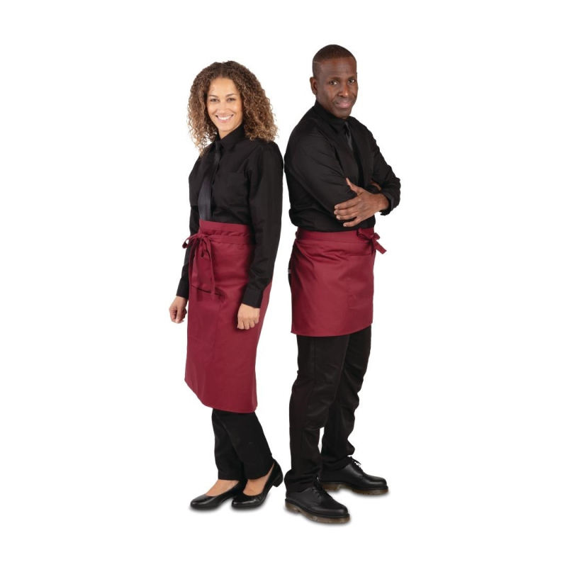 Tablier serveur court - Bordeaux r&eacute;sistant - R&eacute;f. BB177 - Whites Chefs Clothing