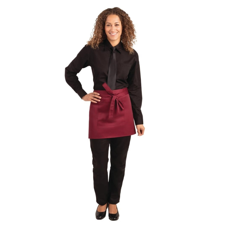 Tablier serveur court - Bordeaux r&eacute;sistant - R&eacute;f. BB177 - Whites Chefs Clothing