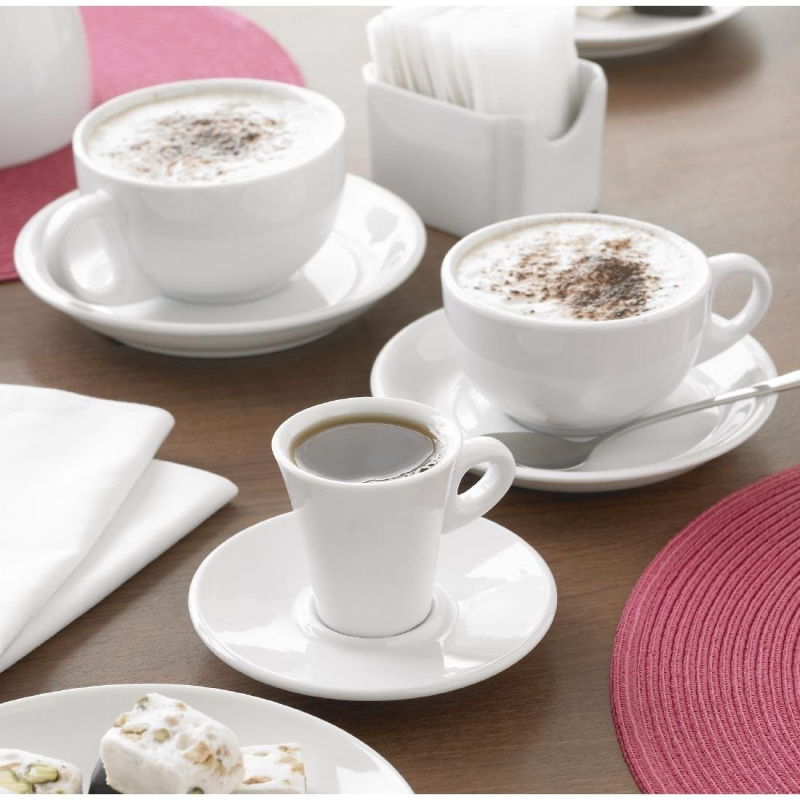 Soucoupes &agrave; Espresso Blanches 85ml - CB465 - Olympia
