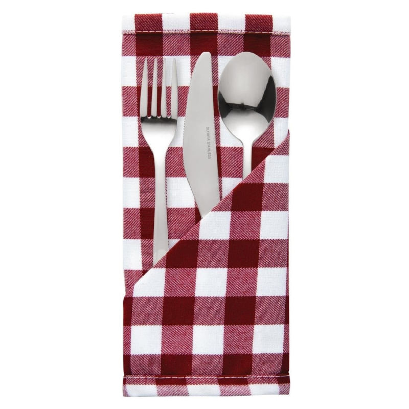 Serviettes &agrave; carreaux rouges Gingham - 410x410mm - R&eacute;f. HB580 - Mitre Comfort