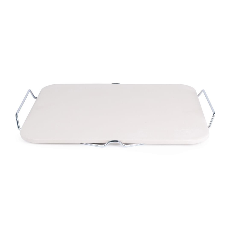 Pierre &agrave; Pizza Rectangulaire avec Support M&eacute;tal - 380x305mm - R&eacute;f. CL713 - Eddingtons