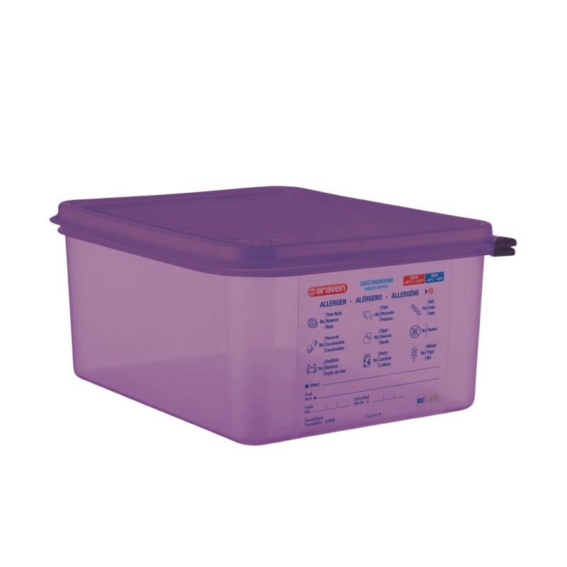 Hermetisch gesloten GN1/2 Araven 10L anti-allergene paarse vuilnisbak
