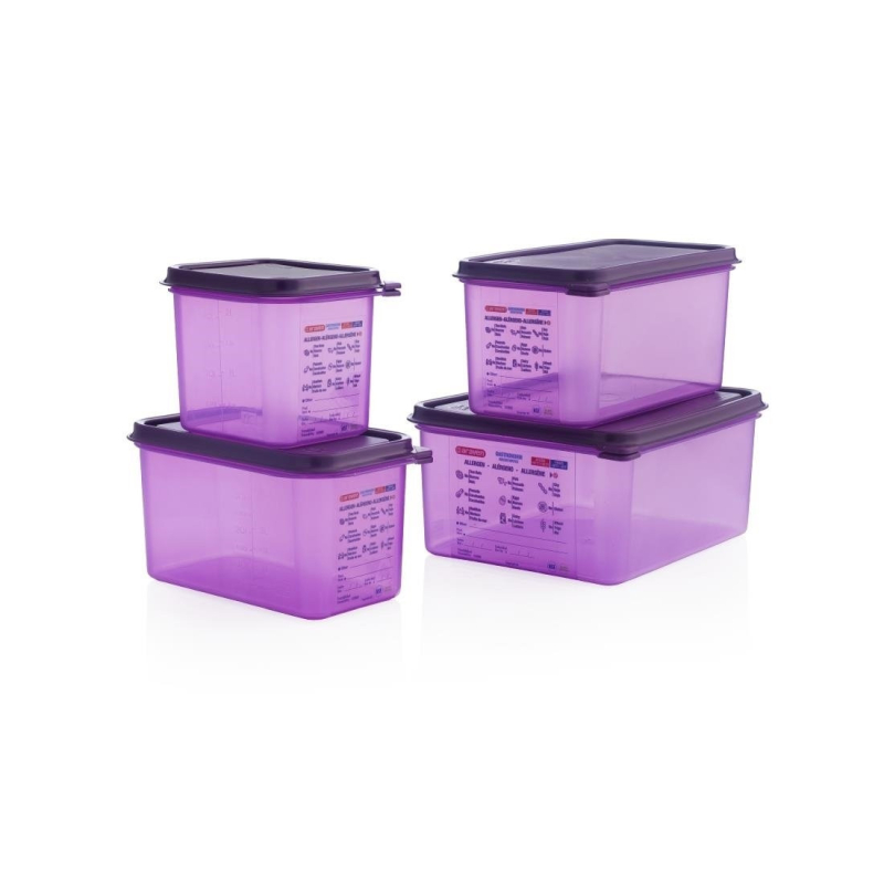 Hermetisch gesloten GN1/2 Araven 10L anti-allergene paarse vuilnisbak