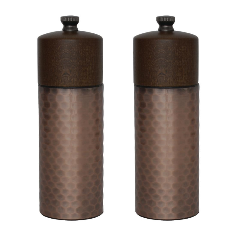 Olympia Hout en Koper Zout en Peper Molen Set 150mm