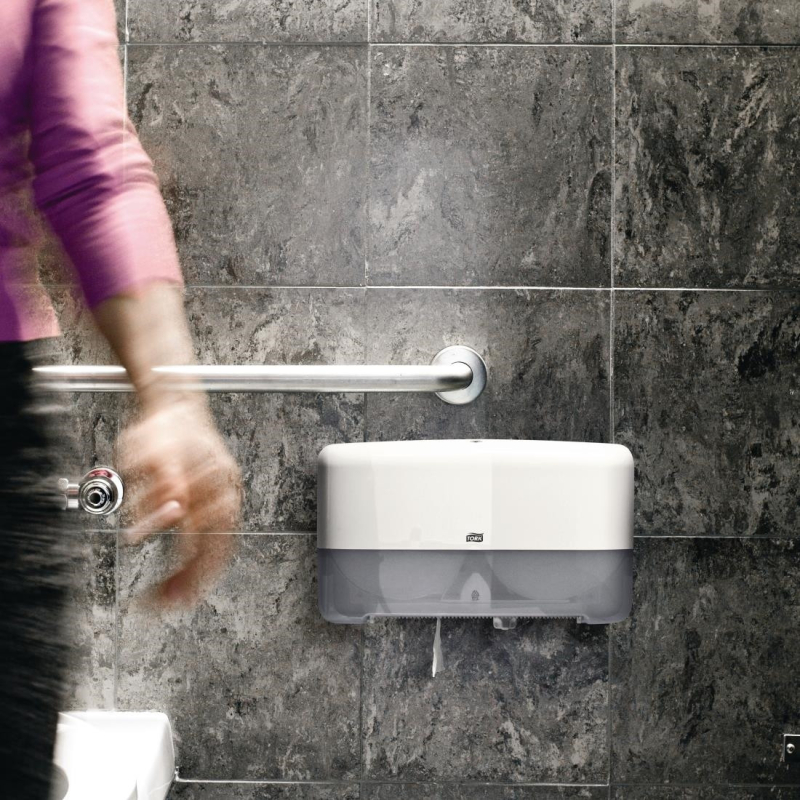 Distributeur Papier Toilette Double sans Mandrin - &Eacute;conomique & &Eacute;l&eacute;gant - CT047 - Tork