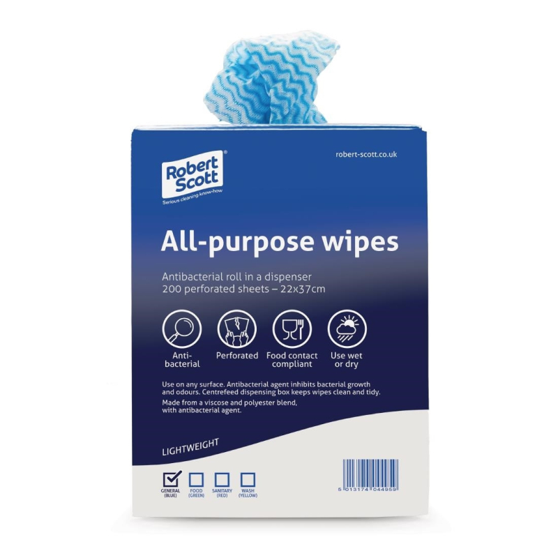 Chiffons tout usage antibact&eacute;riens Jantex bleus - 370x220mm - DN843 - Materiel Horeca