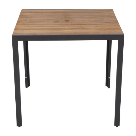 Table carr&eacute;e en acier et acacia 80 cm - Bolero - DS152