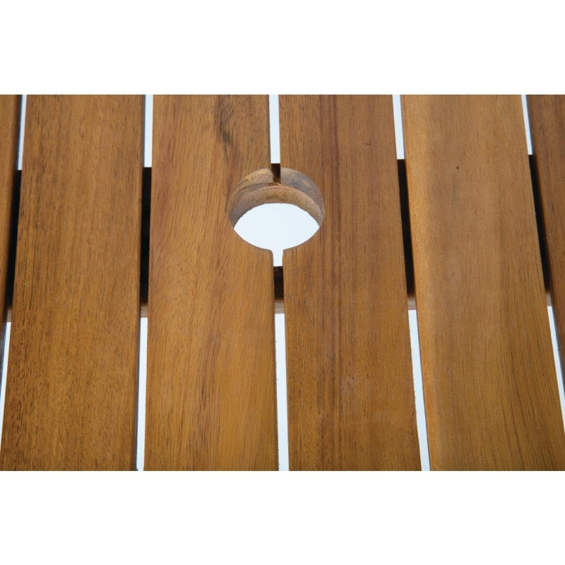Table carr&eacute;e en acier et acacia 80 cm - Bolero - DS152