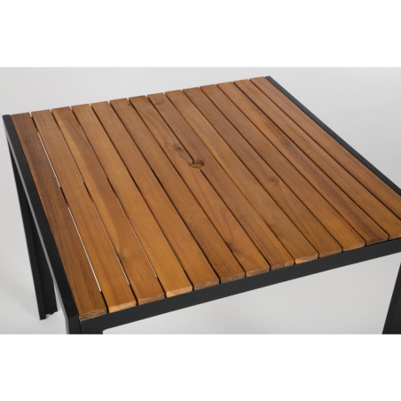 Table carr&eacute;e en acier et acacia 80 cm - Bolero - DS152