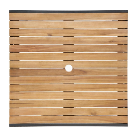 Table carr&eacute;e en acier et acacia 80 cm - Bolero - DS152