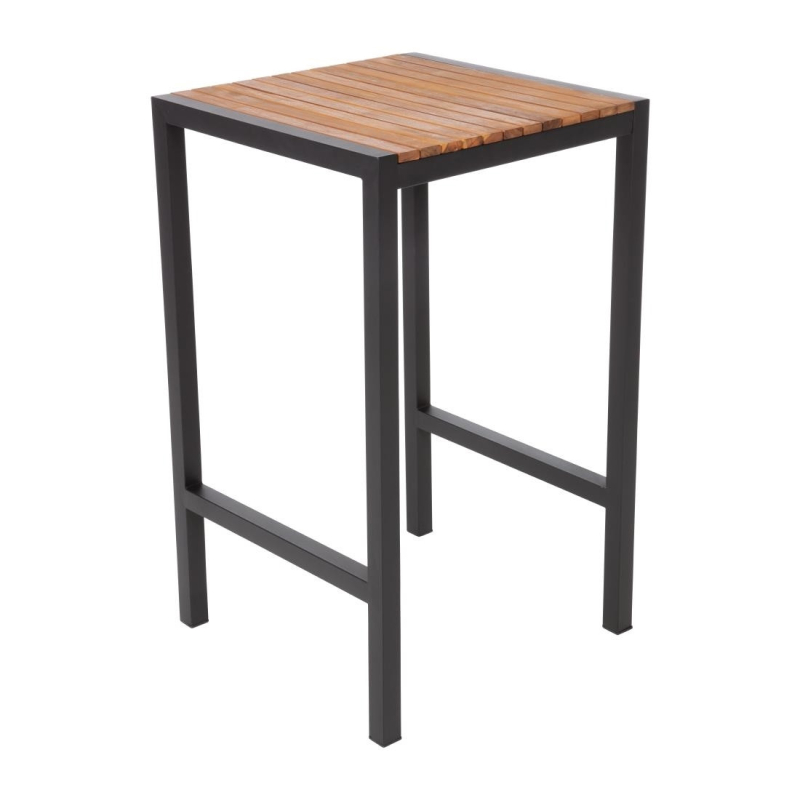 Vierkante staal en acacia tafel 60 cm - Bolero - DS155