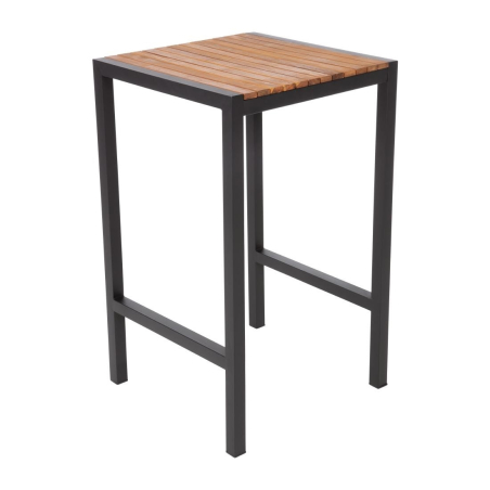 Mange-debout carr&eacute; en acier et acacia 60 cm - Bolero - DS155
