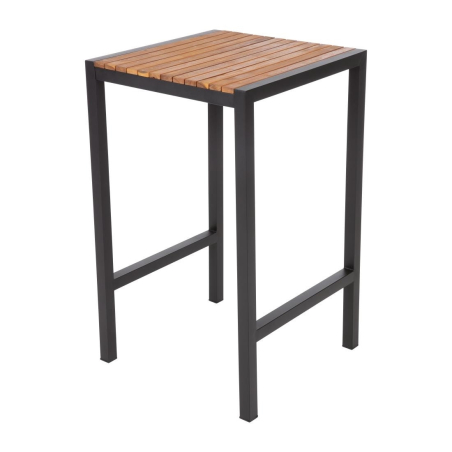 Mange-debout carr&eacute; en acier et acacia 60 cm - Bolero - DS155