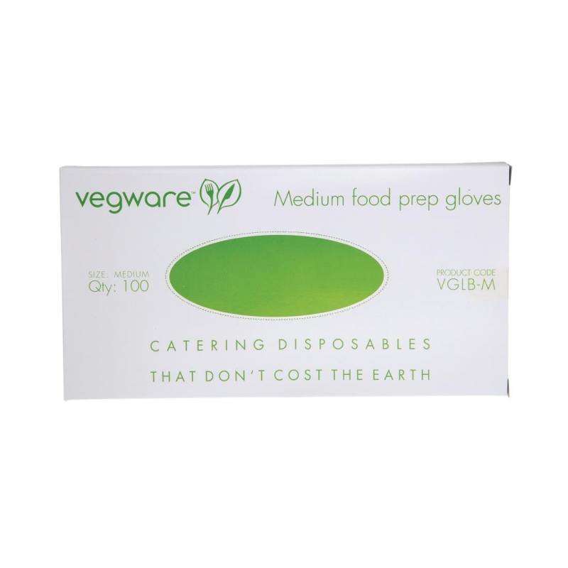 Gants de pr&eacute;paration alimentaire compostables Vegware bleus taille M - Confort et &eacute;cologie - FD389 - Vegware