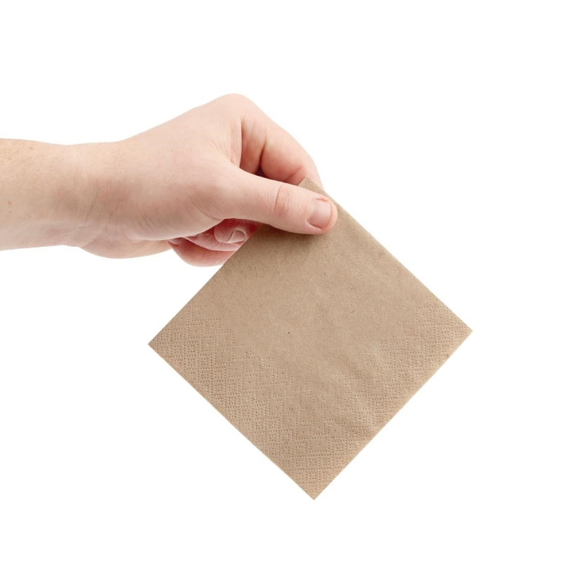 Gerecycleerde cocktailservetten 2 vouwen 1/4 Fiesta 240mm kraft (pak van 4000)