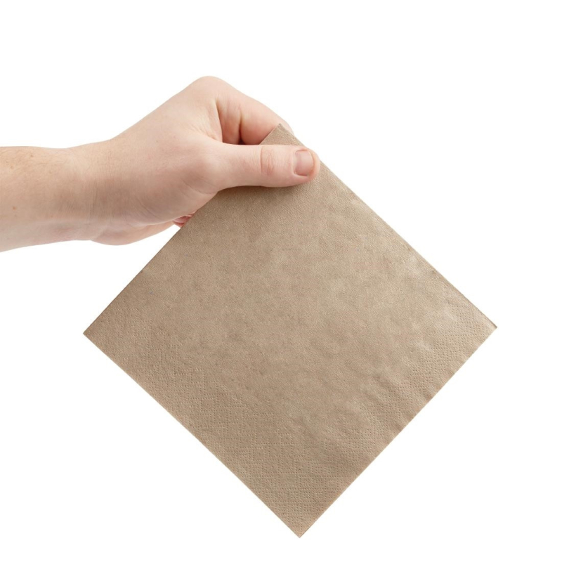 Gerecycleerde 2-laags 1/4 vouw Fiesta 330mm kraft snack servetten (pak van 2000)