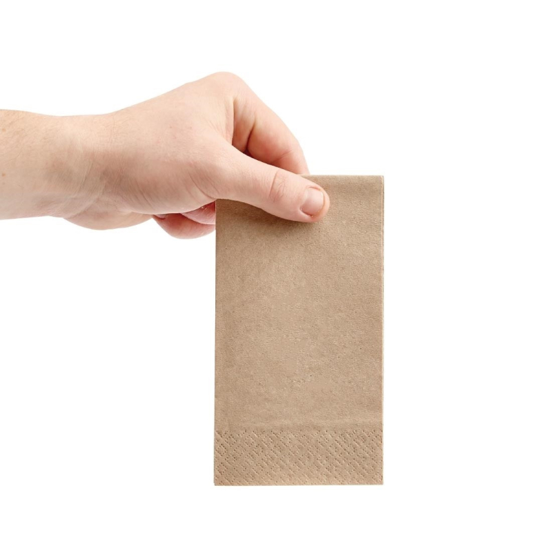 Gerecycleerd 2 ply 1/8 vouw Fiesta 330mm kraft snack servetten (pak van 2000)