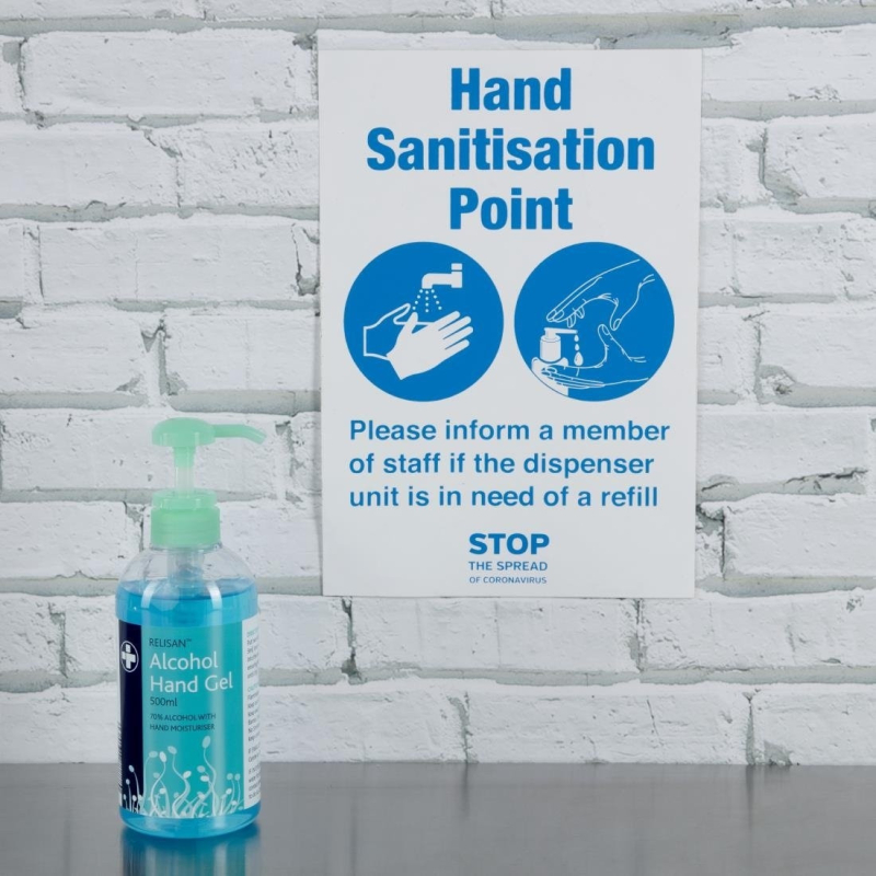 Sticker 'Desinfectiemiddel beschikbaar' - Formaat A5 - FN845 - Materiel Horeca
