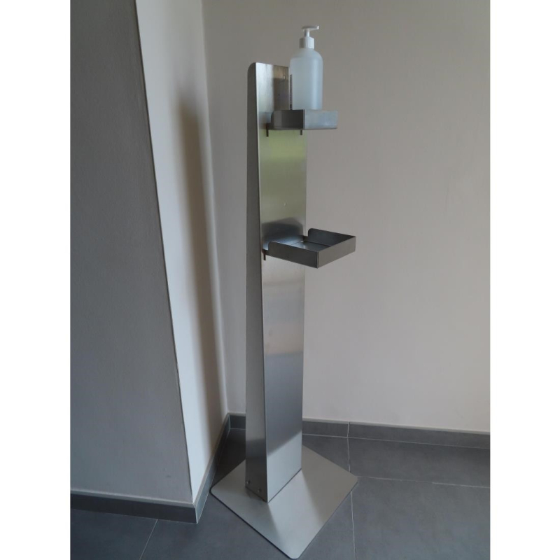 Station de d&eacute;sinfection des mains avec &eacute;tag&egrave;res - H:1250mm - FN986 - Geen Merk