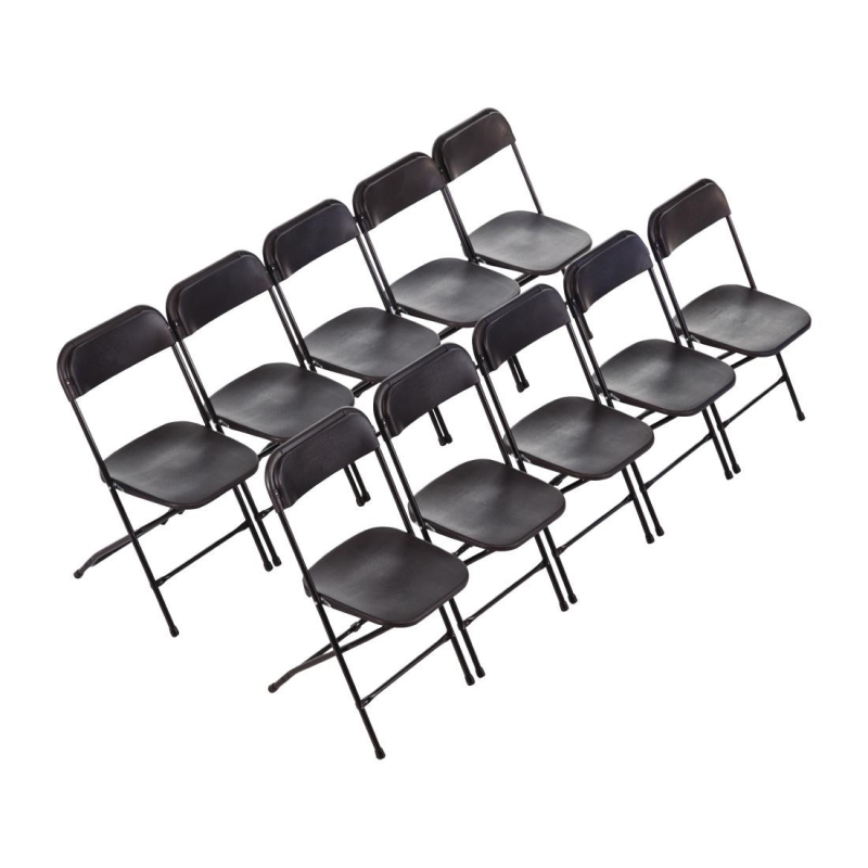 Chaises pliantes Bolero noires - 10 pi&egrave;ces - Robuste et Pratique - GD386 - Bolero