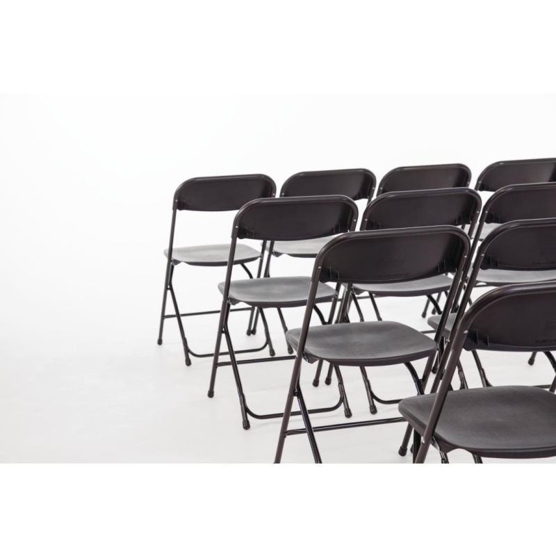 Chaises pliantes Bolero noires - 10 pi&egrave;ces - Robuste et Pratique - GD386 - Bolero