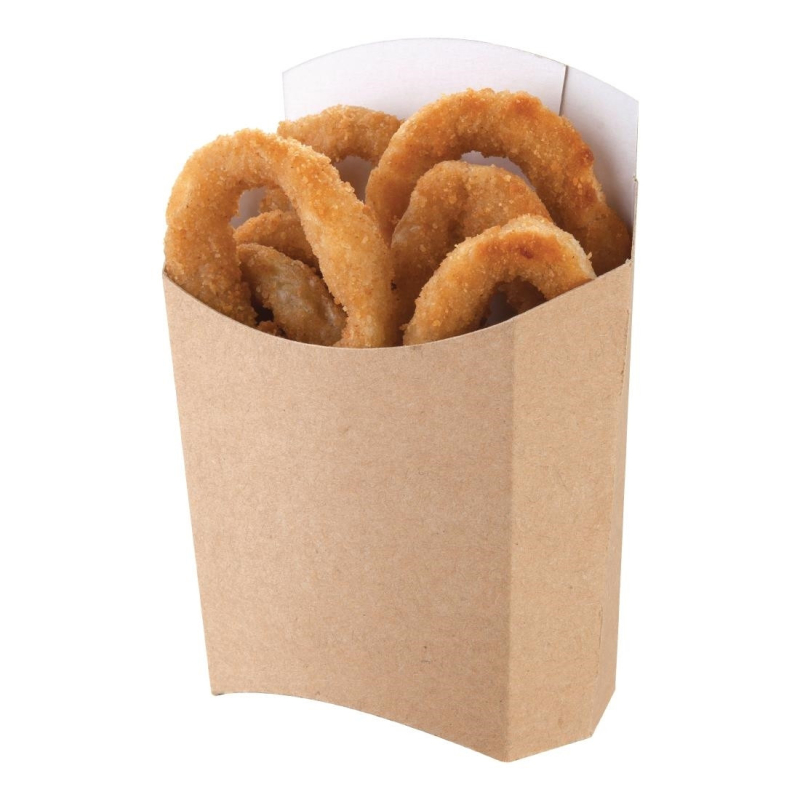 Lot De 125 Bacs à Frites En Kraft/PE Couleur Havane - Dimensions 11,1 X 7,5 X 3 Cm - Pour Friture, Service, Présentation