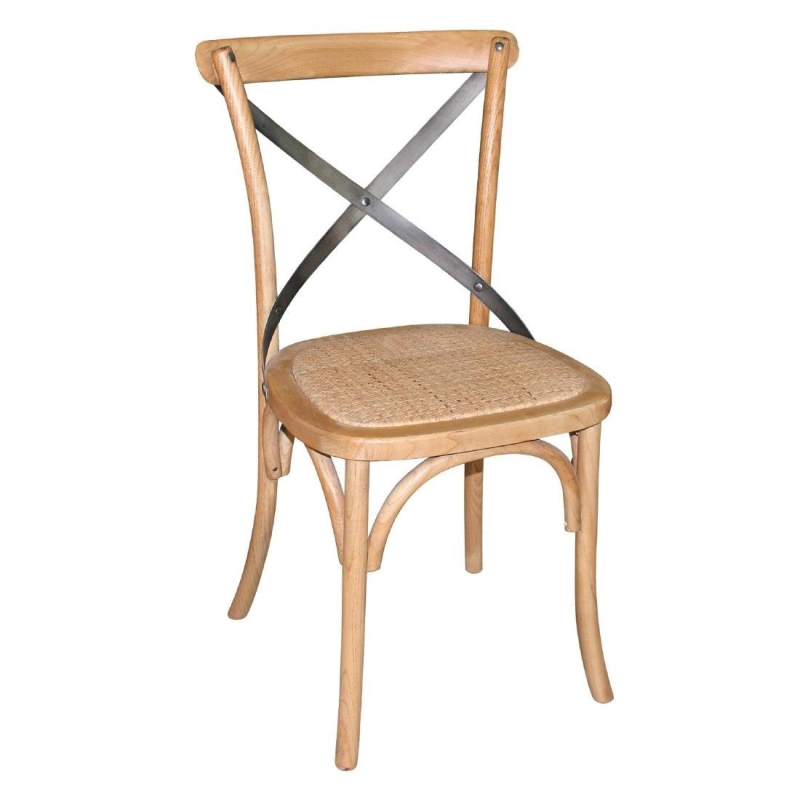 Chaise Vintage en Bois Patin&eacute; avec Dossier Crois&eacute; - Bolero GG656 - Bolero