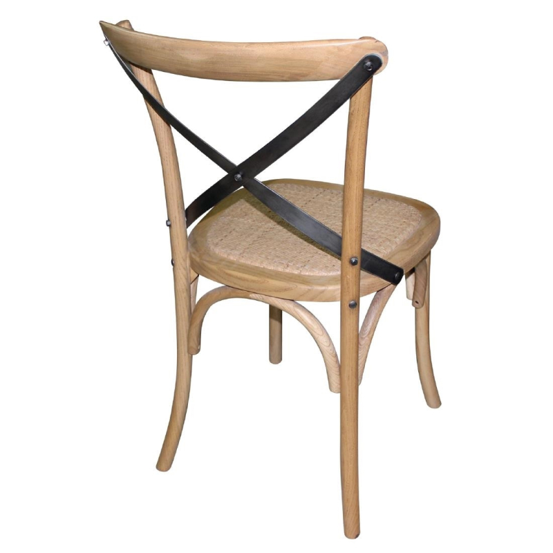 Chaise Vintage en Bois Patin&eacute; avec Dossier Crois&eacute; - Bolero GG656 - Bolero