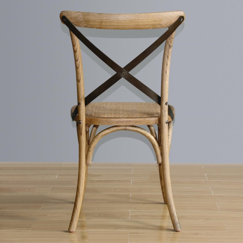 Chaise Vintage en Bois Patin&eacute; avec Dossier Crois&eacute; - Bolero GG656 - Bolero