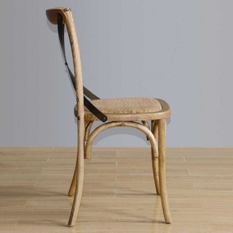Chaise Vintage en Bois Patin&eacute; avec Dossier Crois&eacute; - Bolero GG656 - Bolero