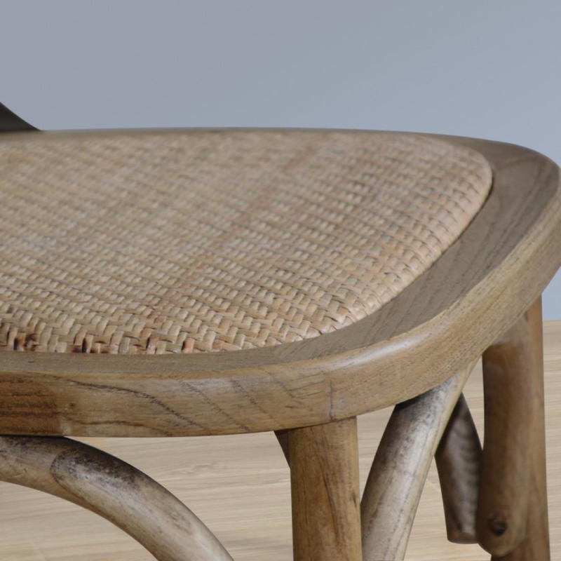 Chaise Vintage en Bois Patin&eacute; avec Dossier Crois&eacute; - Bolero GG656 - Bolero