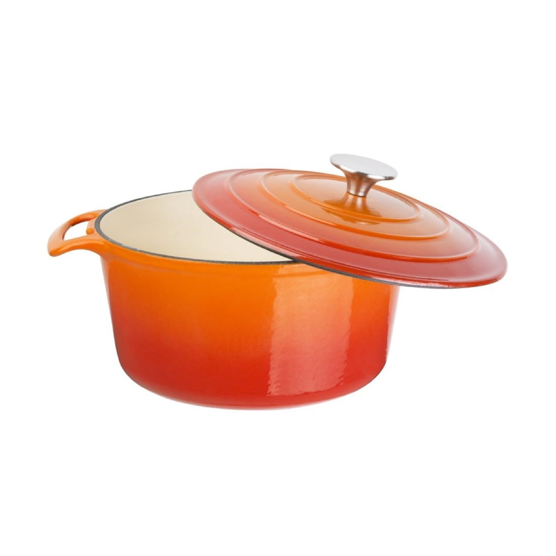 Grote ronde oranje braadpan Vogue