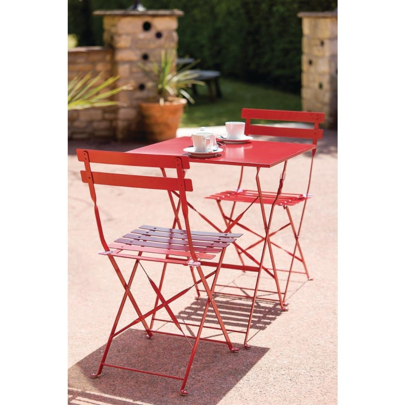 Chaises de terrasse en acier Bolero rouges - Robustes et Design - GH555 - Bolero