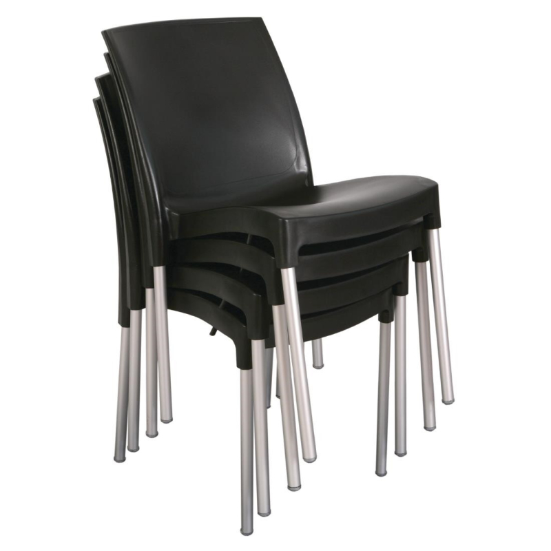 Chaises bistro empilables noires - L&eacute;g&egrave;res & R&eacute;sistantes - GJ976 - Bolero