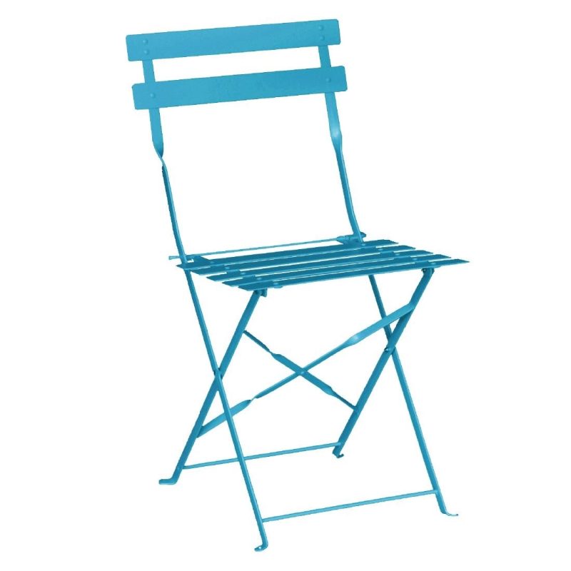 Chaises de terrasse en acier Bolero bleue turquoise - R&eacute;sistance UV - R&eacute;f GK982 - Bolero