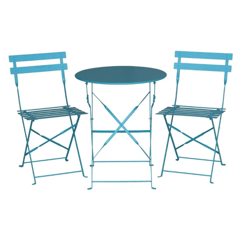 Chaises de terrasse en acier Bolero bleue turquoise - R&eacute;sistance UV - R&eacute;f GK982 - Bolero