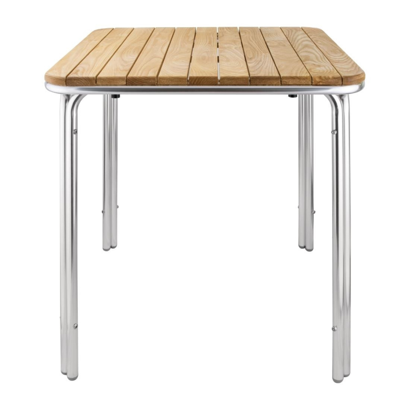 Table carr&eacute;e en fr&ecirc;ne et aluminium 700 mm - Bolero - GL982