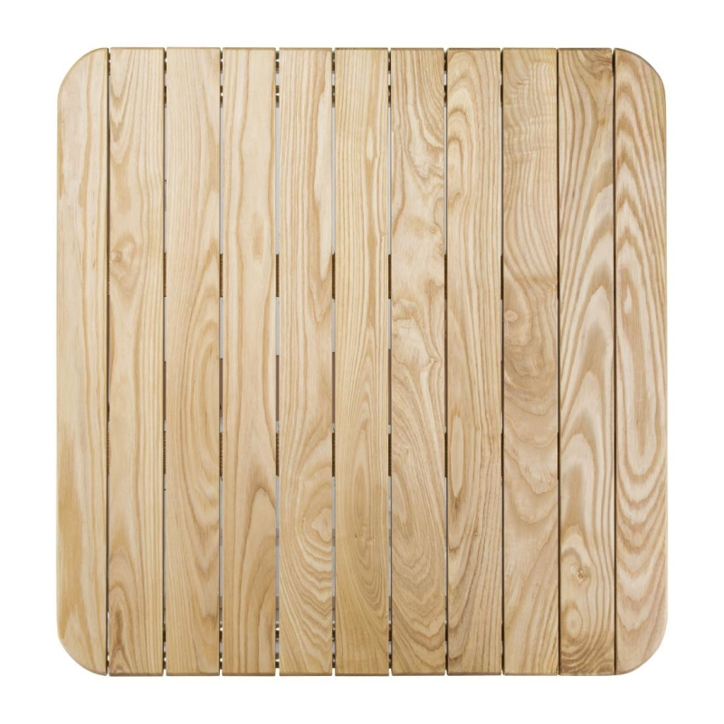 Vierkante tafel in essen en aluminium 700 mm - Bolero - GL982