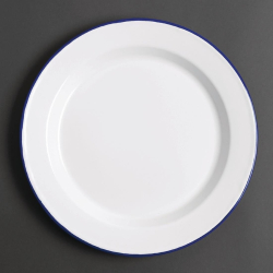 Ge&euml;mailleerd stalen bord 245 mm set van 6 - Olympia - GM512