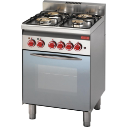 Fourneau 4 feux gaz - Four &eacute;lectrique &agrave; convection & gril - Porte vitr&eacute;e Gastro M 60/60CFGE - Ref GN012 - Gastro-M