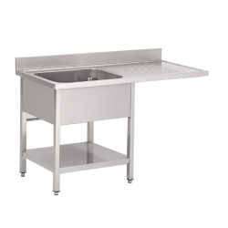 Roestvrij stalen spoelbak met onderblad en vaatwasser compartiment 1 wasbak links 1200 x 700 x 850 mm - Gastro M - GN206