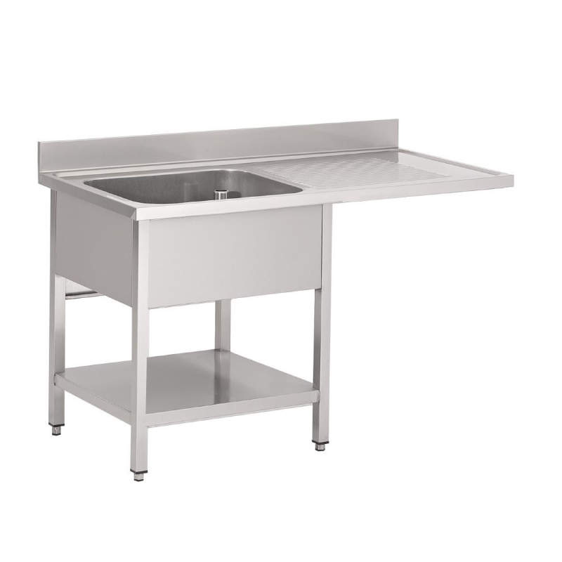Roestvrij stalen spoelbak met onderblad en vaatwasser compartiment 1 wasbak links 1200 x 700 x 850 mm - Gastro M - GN206