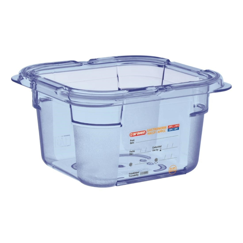 Blauwe hermetische doos in ABS - Araven - GN1/6 100 mm