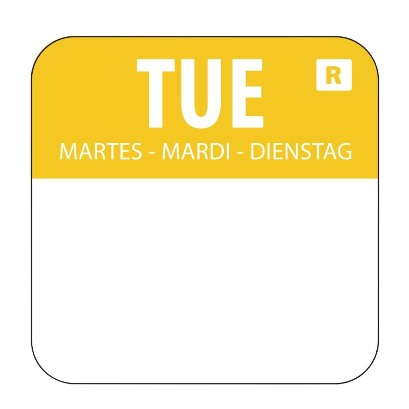 &Eacute;tiquettes Alimentaires Code Couleur Jaune - Rotation Mardi 24mm - L932 - Vogue